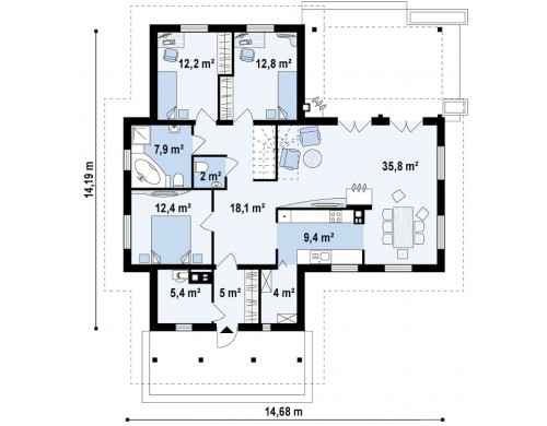 Проект одноэтажного дома с мансардой. Добротный практичный одноэтажный дом - Z6