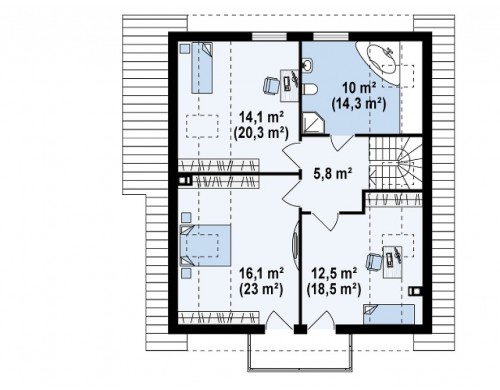 Проект экономичного дома с дополнительной спальней на первом этаже - Z63
