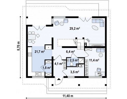 Проект Z66 D zp Дом с мансардой с двускатной крышей и комнатой на первом этаже  Проекты домов и гаражей