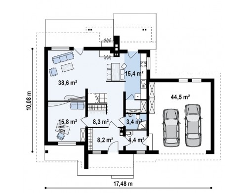 Проект комфортного дома с большим гаражом и дополнительной спальней на первом этаже - Z67