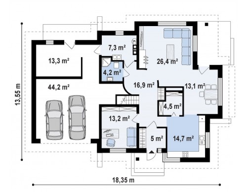 Проект комфортабельного дома с дополнительной гостиной на втором этаже - Z70
