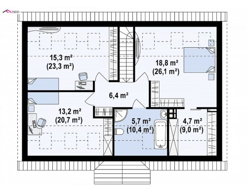 Проект Z8 B 40 Удобный дом с двускатной кровлей и мансардным этажом  Проекты домов и гаражей