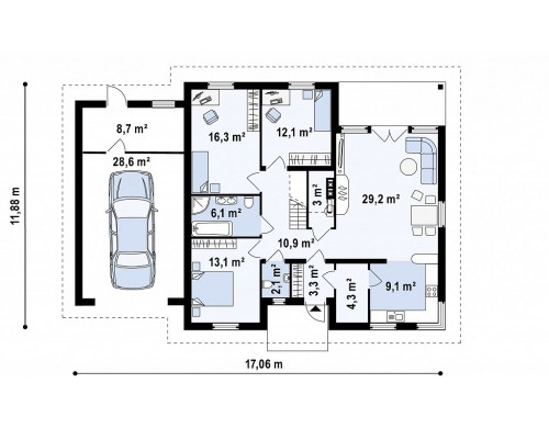 Проект Z84 GL Современный дом с гаражом  Проекты домов и гаражей