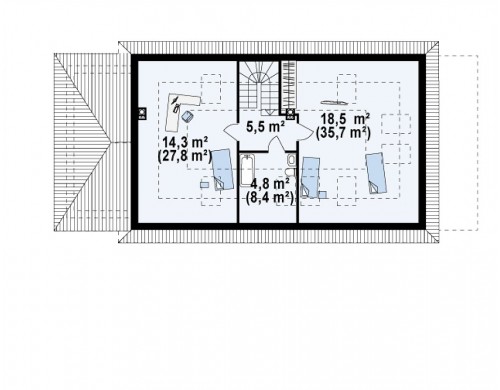 Проект просторного дома в традиционном стиле с двумя спальнями на мансарде - Z90