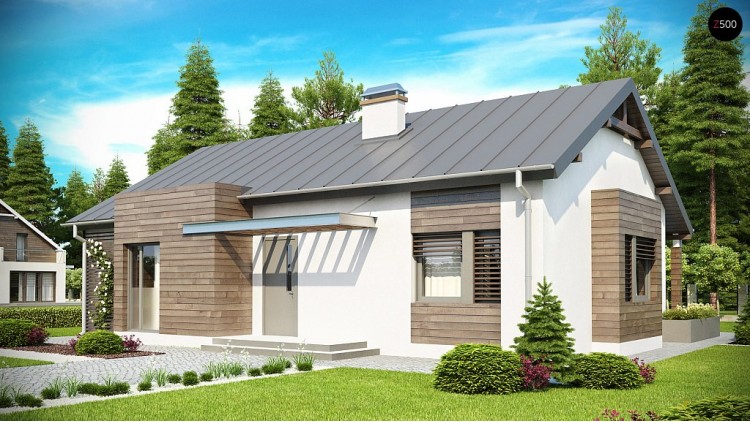 Проект функционального одноэтажного дома с современными элементами отделки фасадов - Z93