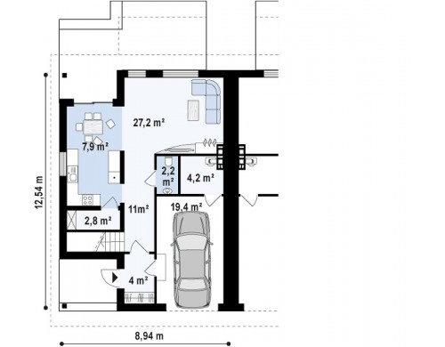 Проект Zb12 Дома близнецы элегантного дизайна со встроенным гаражом.  Проекты домов и гаражей