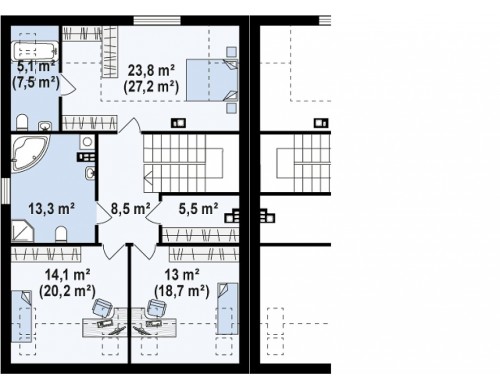 Проект Zb13 Проект домов для симметричной застройки стильного современного дизайна.  Проекты домов и гаражей
