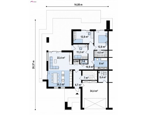 Проект Zb22 Современный большой дом с плоской крышей  Проекты домов и гаражей