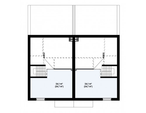 Проект дома для симметричной застройки с гаражом оригинального современного дизайна - ZB8