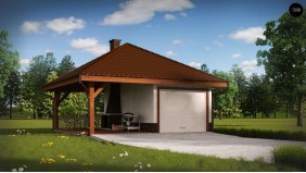 Проект Zg14 Проект гаража для одного автомобиля, для коттеджей традиционного дизайна  Проекты домов и гаражей