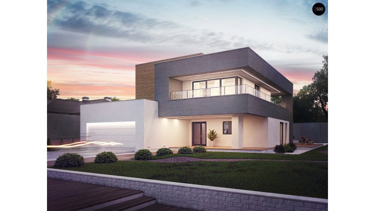 Проект Zx108 Современный двухэтажный дом с большой площадью остекления.  Проекты домов и гаражей