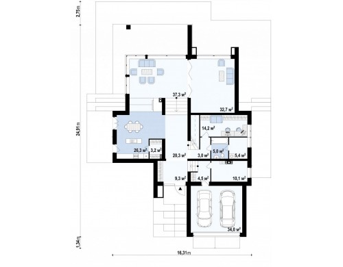 Проект Zx125 Просторный коттедж с цокольным этажом, подойдет для участка со склоном  Проекты домов и гаражей