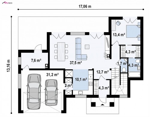Проект Zx126 Современный двухэтажный дом с облицовкой фасада из кирпича  Проекты домов и гаражей