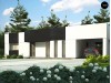 Проект Zx150 Проект современного одноэтажного дома с черно-белыми фасадами и открытым гаражом на 2 машины  Проекты домов и гаражей