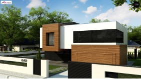 Проект Zx152 Двухэтажный коттедж с плоской крышей и большой террасой  Проекты домов и гаражей