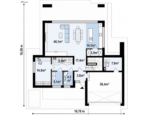 Проект Zx152 Двухэтажный коттедж с плоской крышей и большой террасой  Проекты домов и гаражей