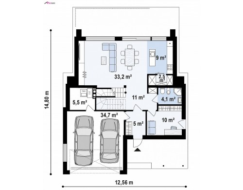 Проект Zx155 Двухэтажный современный дом в стиле модерн.  Проекты домов и гаражей