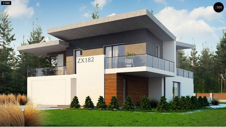 Проект Zx182 Просторный современный дом с плоской кровлей  Проекты домов и гаражей