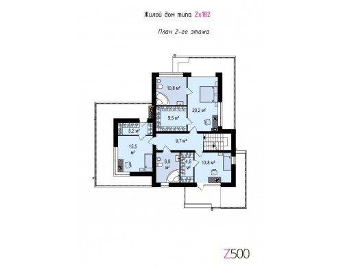Проект Zx182 Просторный современный дом с плоской кровлей  Проекты домов и гаражей