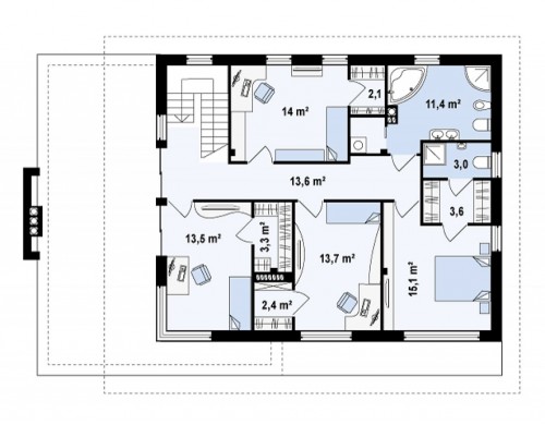 Проект современного дома утонченного дизайна с богатым интерьером - ZX21