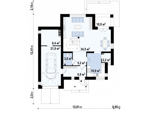 Проект компактного функционального дома с оригинальными архитектурными элементами - ZX23