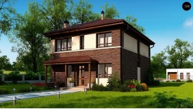 Проект Zx24 a Двухэтажный дом традиционного дизайна, облицованный кирпичом  Проекты домов и гаражей