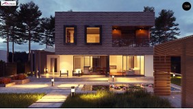 Проект Zx255 Проект двухэтажного дома с современным фасадом и удобным интерьером.  Проекты домов и гаражей