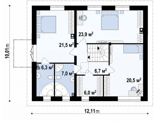 Просторный двухэтажный дом минималистичного современного дизайна - ZX29