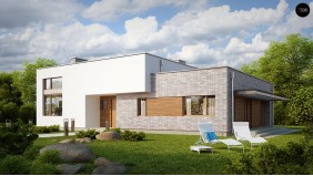 Проект одноэтажного практичного дома с плоской крышей современного дизайна - ZX34