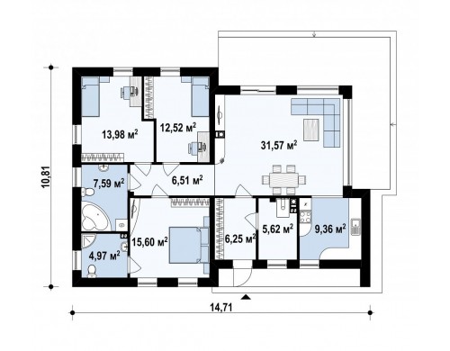 Проект современного функционального дома с большой площадью остекления в гостиной - ZX35