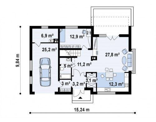 Проект Zx36 A Версия проекта Zx36 с альтернативной планировкой.  Проекты домов и гаражей