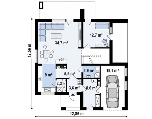 Проект Zx4 A Дом с полноценным вторым этажом , четырьмя спальнями , гаражом и кабинетом на первом этаже  Проекты домов и гаражей