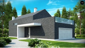 Проект эксклюзивного дома с каменной облицовкой, подходящий для узкого участка - ZX40