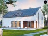Проект современного дома простой формы с оригинальной двускатной крышей - ZX43
