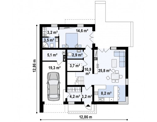 Проект Zx46 minus Уменьшенный вариант двухэтажного проекта ZX46 с гаражом  Проекты домов и гаражей