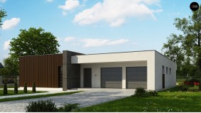 Проект Zx49 GP2 Подвариант одноэтажного дома Zx49 с гаражом для двух машин.  Проекты домов и гаражей