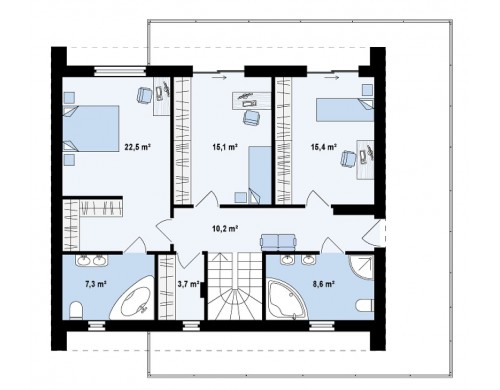 Проект просторного и комфортный двухэтажный дом с большими окнами - ZX55