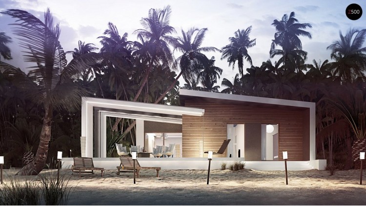 Проект Zx57 Проект современного дома в стиле хай-тек с двумя спальнями.  Проекты домов и гаражей