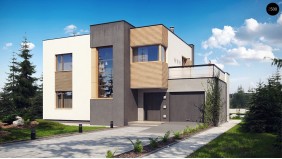 Двухэтажный дом в модернистского дизайна с гаражом и террасой на верхнем этаже - ZX59