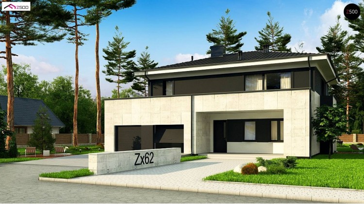 Проект Zx62 A Проект просторного современного коттеджа с 5 спальнями.  Проекты домов и гаражей