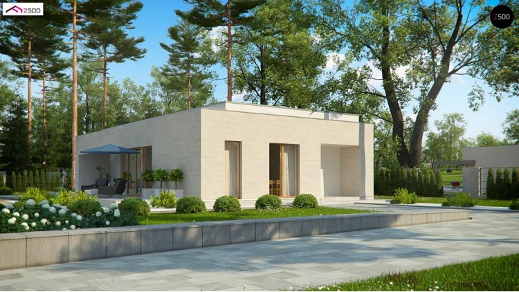 Проект Zx67 Одноэтажный дом в современном стиле, с большими застекленными окнами  Проекты домов и гаражей