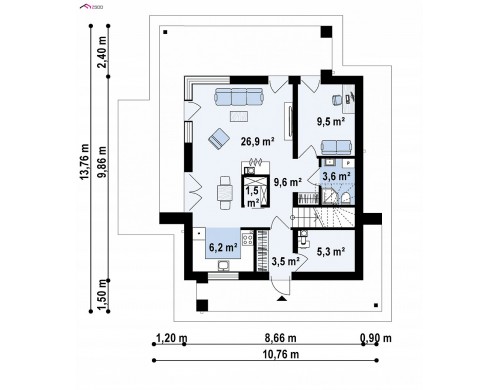 Проект Zx92 Простой аккуратный проект двухэтажного дома с плоской кровлей  Проекты домов и гаражей
