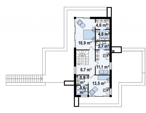 Проект Zx97 Проект современного двухэтажного дома. Проект подойдет для строительства на участке со склоном.  Проекты домов и гаражей