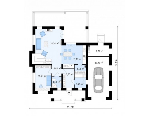 Проект Zz2 Просторный проект двухэтажного дома с удобной планировкой.  Проекты домов и гаражей