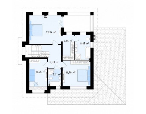 Проект Zz2 Просторный проект двухэтажного дома с удобной планировкой.  Проекты домов и гаражей