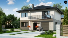 Проект Zz5 Современный двухэтажный дом с гаражом.  Проекты домов и гаражей