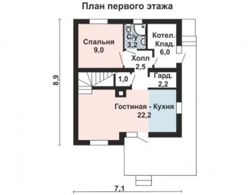 Проект каркасного дома KD-006 83 м² , 8.8 × 7, 2 этажа
