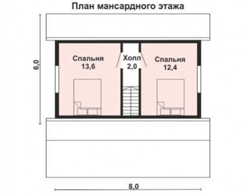 Проект каркасного дома KD-007 84.5 м², 8 × 6  2 этажа