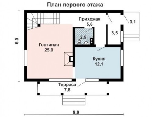 Проект каркасного дома KD-012 110 м², 9 м ×  6.5 м , 2 этажа
