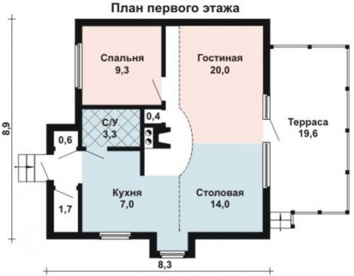 Проект каркасного дома KD-013 111.2 м², 8.9 м × 8.3 м, 2 этажа